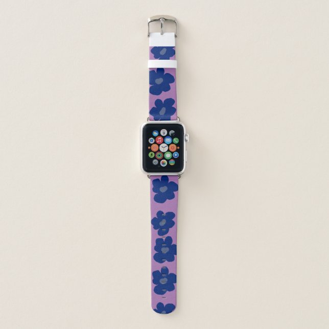 Blue Flowers Boho Hippie Style  Apple Watch Band (Front)