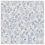 Blue Flowers Botanical Painting Fabric