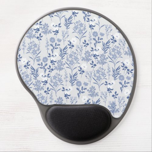 Blue Flowers Botanical Painting Gel Mouse Pad