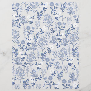 Blue Flowers Botanical Painting Letterhead
