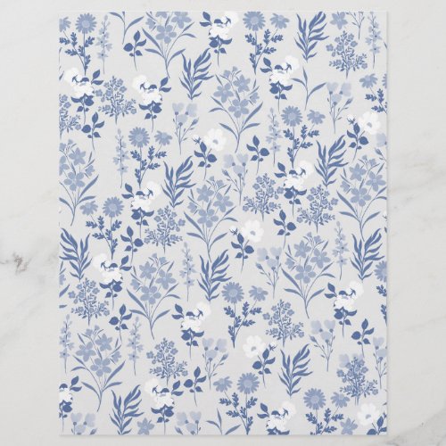 Blue Flowers Botanical Painting Letterhead