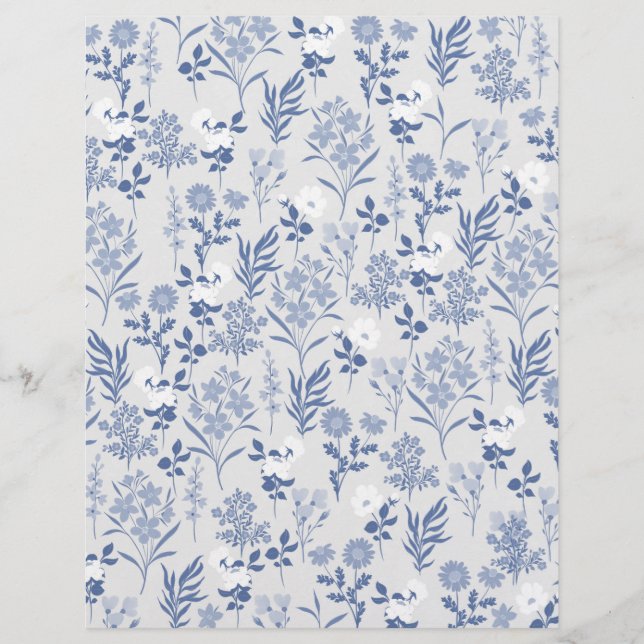 Blue Flowers Botanical Painting Letterhead (Front)
