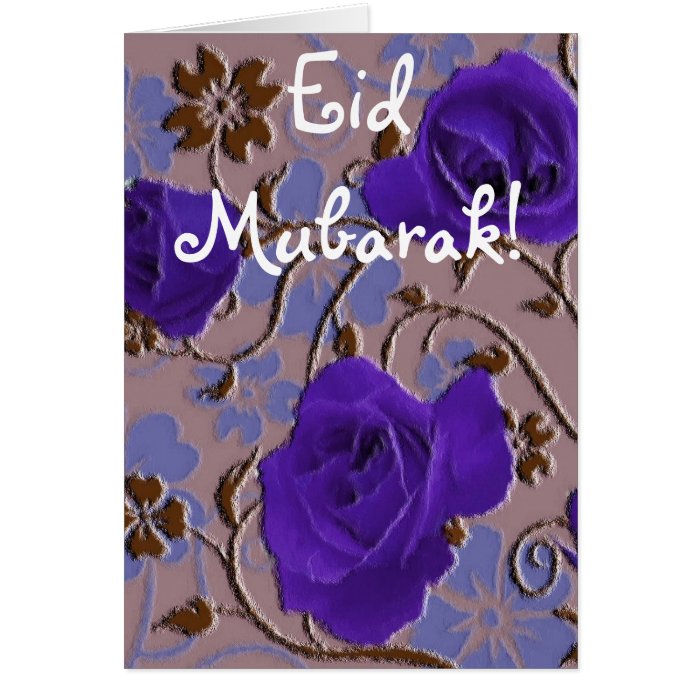 Blue flowers bouquet Eid Mubarak Greeting Cards