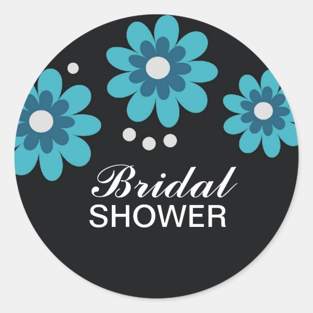 Blue Flowers Bridal Shower Favors Seals (Front)
