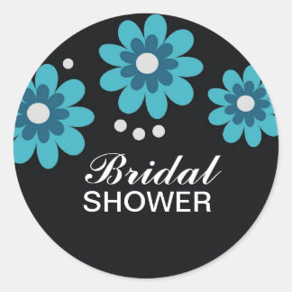 Blue Flowers Bridal Shower Favors Seals