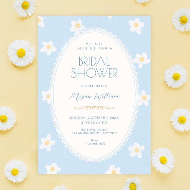 Blue flowers bridal shower invitation (Creator Uploaded)