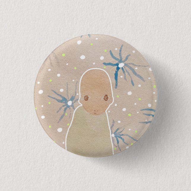 Blue flowers  button (Front)