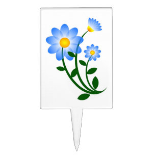 BLUE FLOWERS CAKE TOPPER