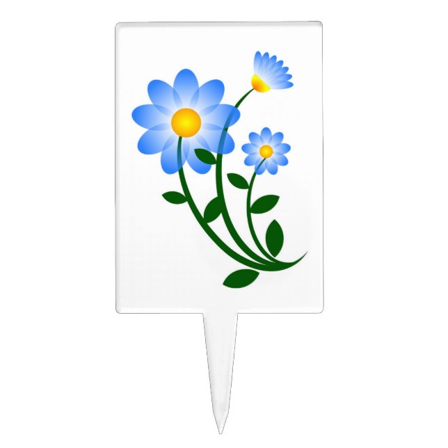 BLUE FLOWERS CAKE TOPPER (Front)