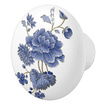 Blue Flowers Ceramic Pull by ElizaBGraphics at Zazzle