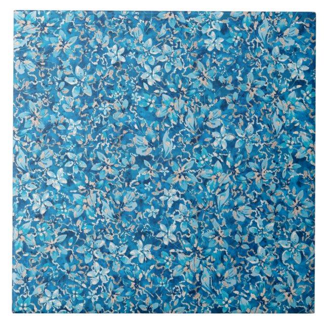 Blue Flowers Ceramic Tile (Front)