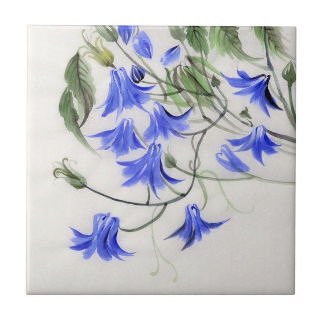Blue Flowers Ceramic Tile (Front)
