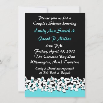 Blue Flowers Couple's Shower Invitation by TwoBecomeOne at Zazzle