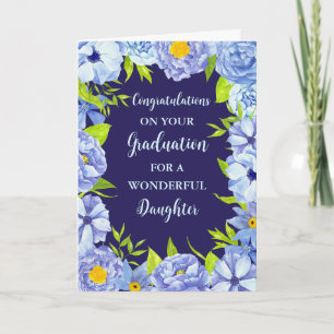 Blue Flowers Daughter Congratulations Graduation Card