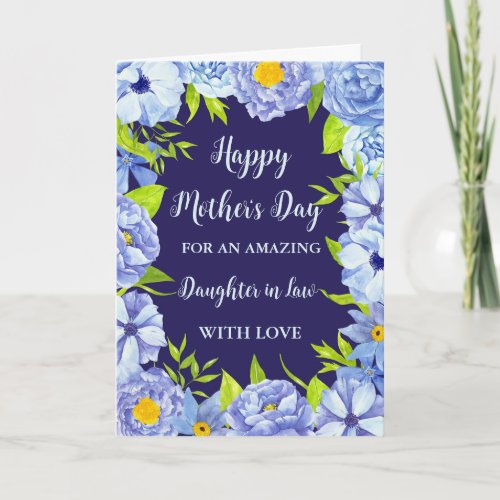 Blue Flowers Daughter in Law Happy Mothers Day Card