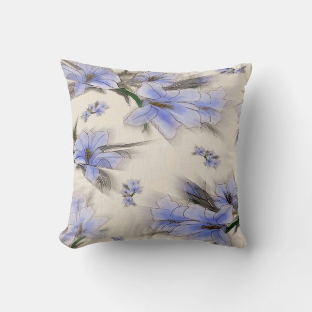 Blue Flowers Deco  American Mojo Pillow (Front)