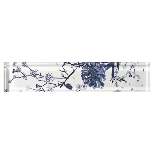 Blue flowers desk name plate (Front)