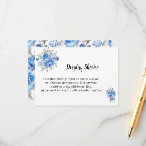 Blue Flowers Display Bridal Shower  Enclosure Card