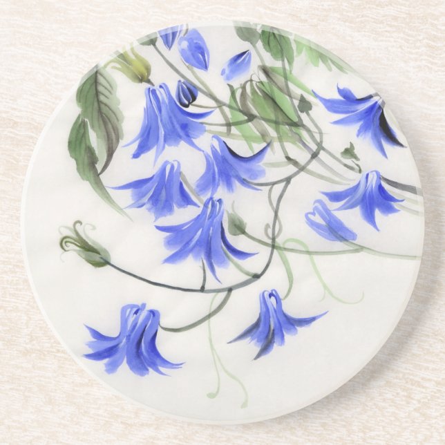 Blue Flowers Drink Coaster (Front)