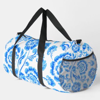 Blue Flowers Duffle Bag by KRStuff at Zazzle