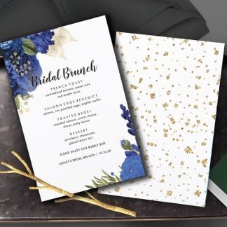 Blue Flowers Elegant Bridal Brunch Menu