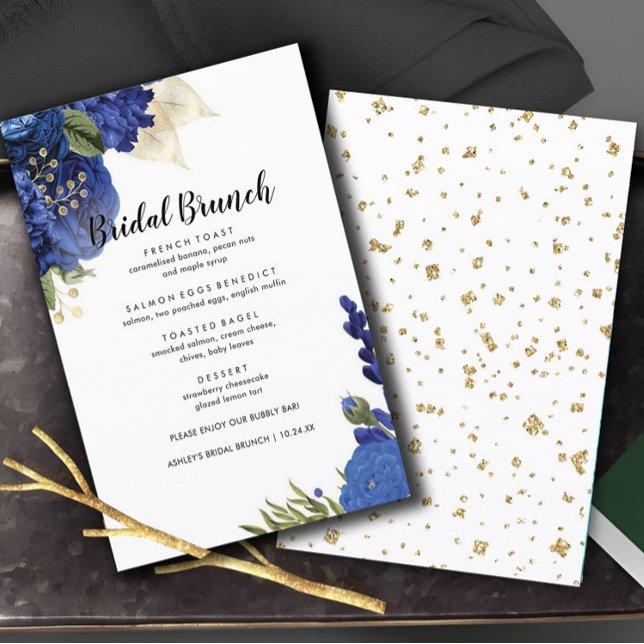 Blue Flowers Elegant Bridal Brunch Menu (Creator Uploaded)