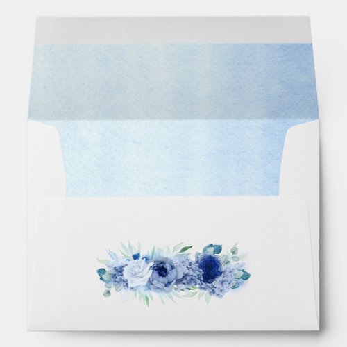 Blue Flowers Elegant Watercolor Envelope