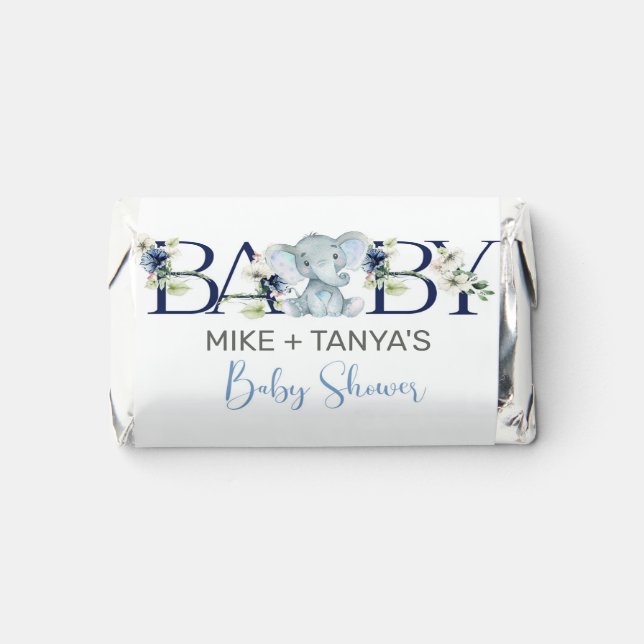 Blue flowers & elephant mini hershey wrapper. hershey's miniatures (Front)