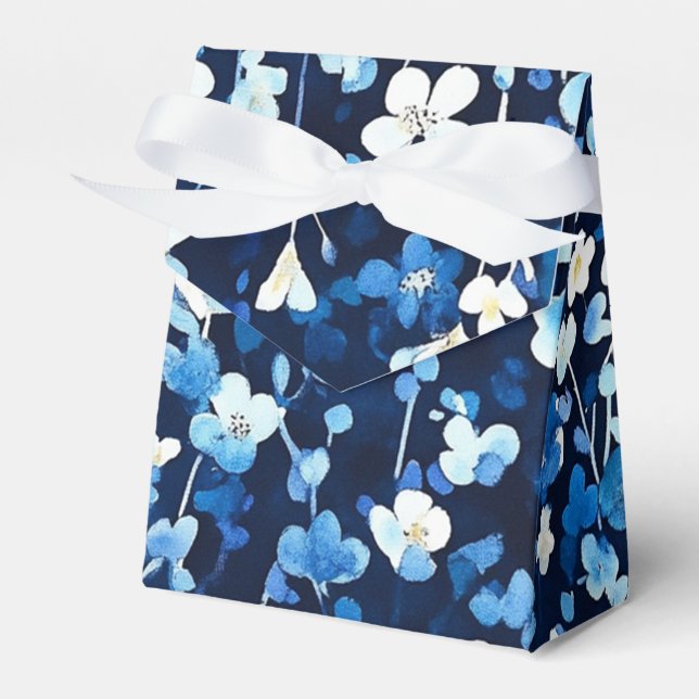 Blue Flowers Favor Boxes (Front Side)