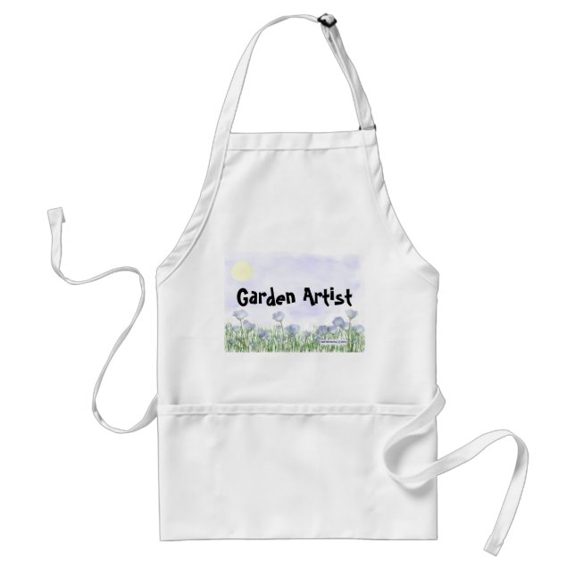 Blue Flowers Field Garden Apron (Personalize) (Front)