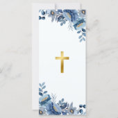 Blue Flowers First Communion Bookmark in Spanish (Back)
