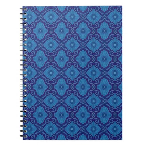 Blue flowersâ floral arabesque pattern Notebook