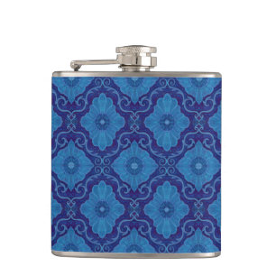 "Blue flowers” floral motif, bohemian pattern Flask