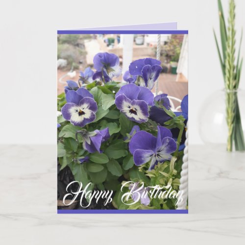 Blue Flowers Floral Pansy Viola Photo Art Card