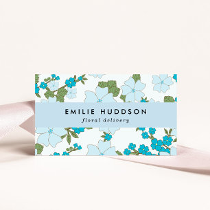 Blue Flowers, Floral Pattern, Florist, Flower Shop Business Card