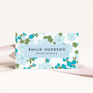 Blue Flowers, Floral Pattern, Florist, Flower Shop Business Card