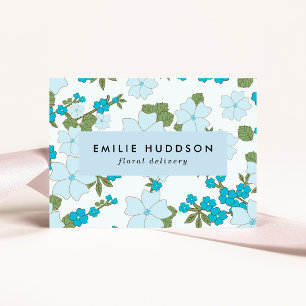 Blue Flowers, Floral Pattern, Florist, Flower Shop Business Card