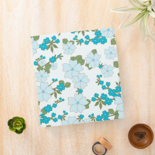Blue Flowers, Floral Pattern, Pattern Of Flowers 3 Ring Binder