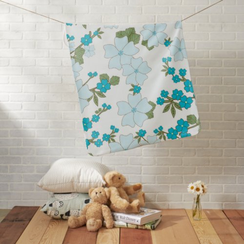 Blue Flowers Floral Pattern Pattern Of Flowers Baby Blanket