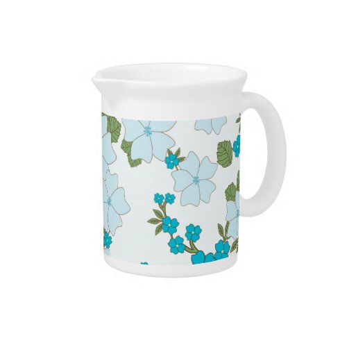 Blue Flowers Floral Pattern Pattern Of Flowers Beverage Pitcher