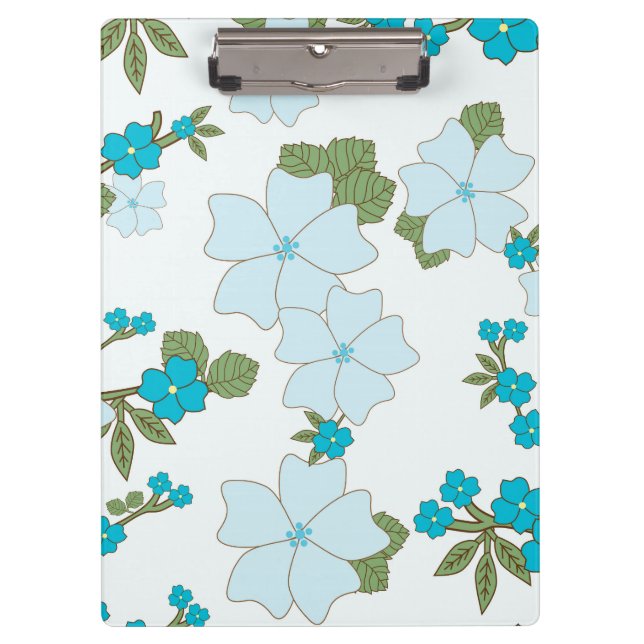 Blue Flowers, Floral Pattern, Pattern Of Flowers Clipboard (Front)