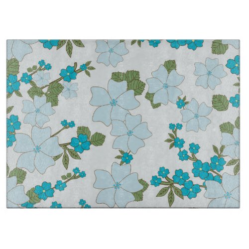 Blue Flowers Floral Pattern Pattern Of Flowers Cutting Board