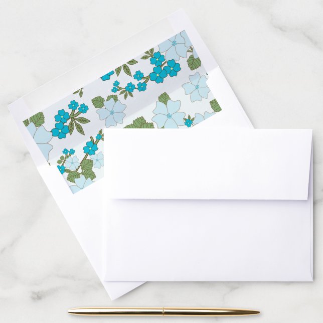 Blue Flowers, Floral Pattern, Pattern Of Flowers Envelope Liner (Desk)