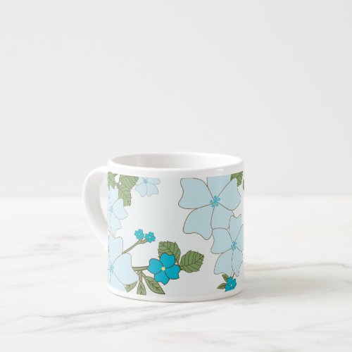 Blue Flowers Floral Pattern Pattern Of Flowers Espresso Cup