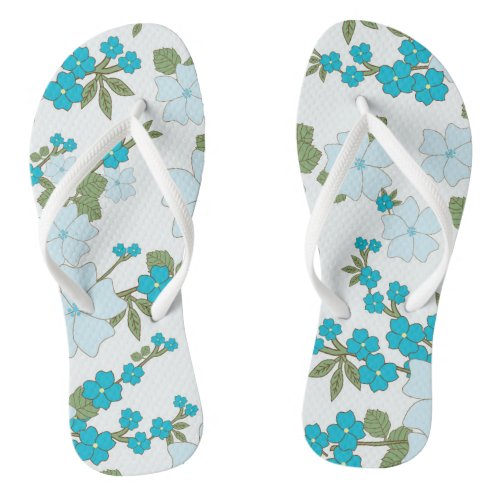 Blue Flowers Floral Pattern Pattern Of Flowers Flip Flops