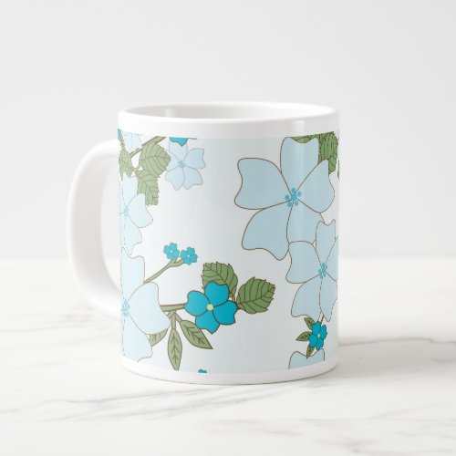 Blue Flowers Floral Pattern Pattern Of Flowers Giant Coffee Mug