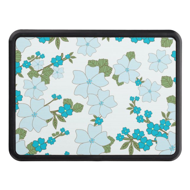 Blue Flowers, Floral Pattern, Pattern Of Flowers Hitch Cover (Front)