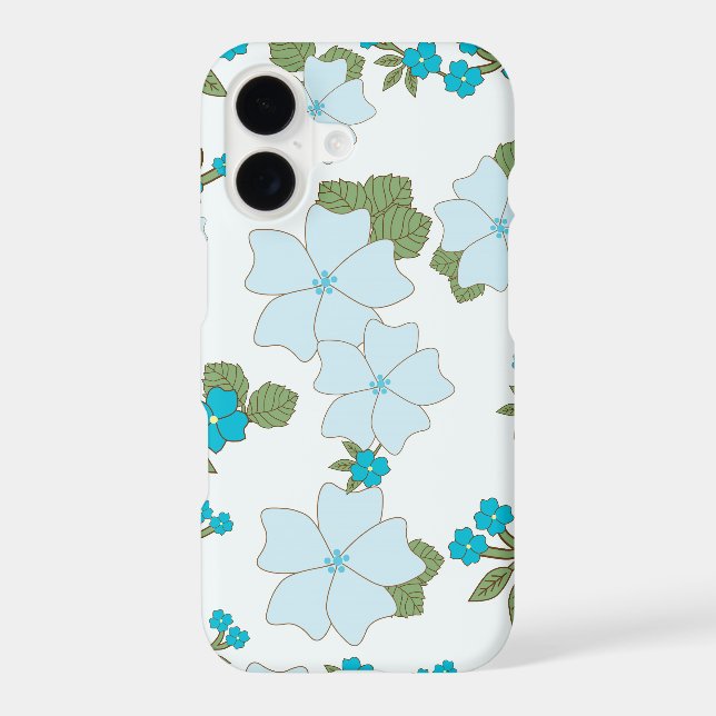 Blue Flowers, Floral Pattern, Pattern Of Flowers Iphone Case (Back)