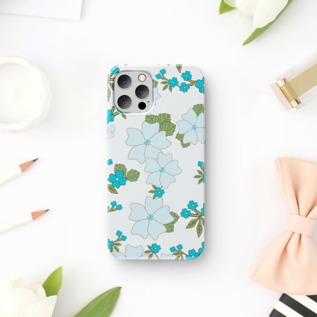 Blue Flowers, Floral Pattern, Pattern Of Flowers iPhone Case (Creator Uploaded)