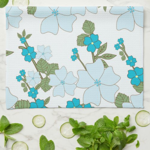 Blue Flowers Floral Pattern Pattern Of Flowers Kitchen Towel